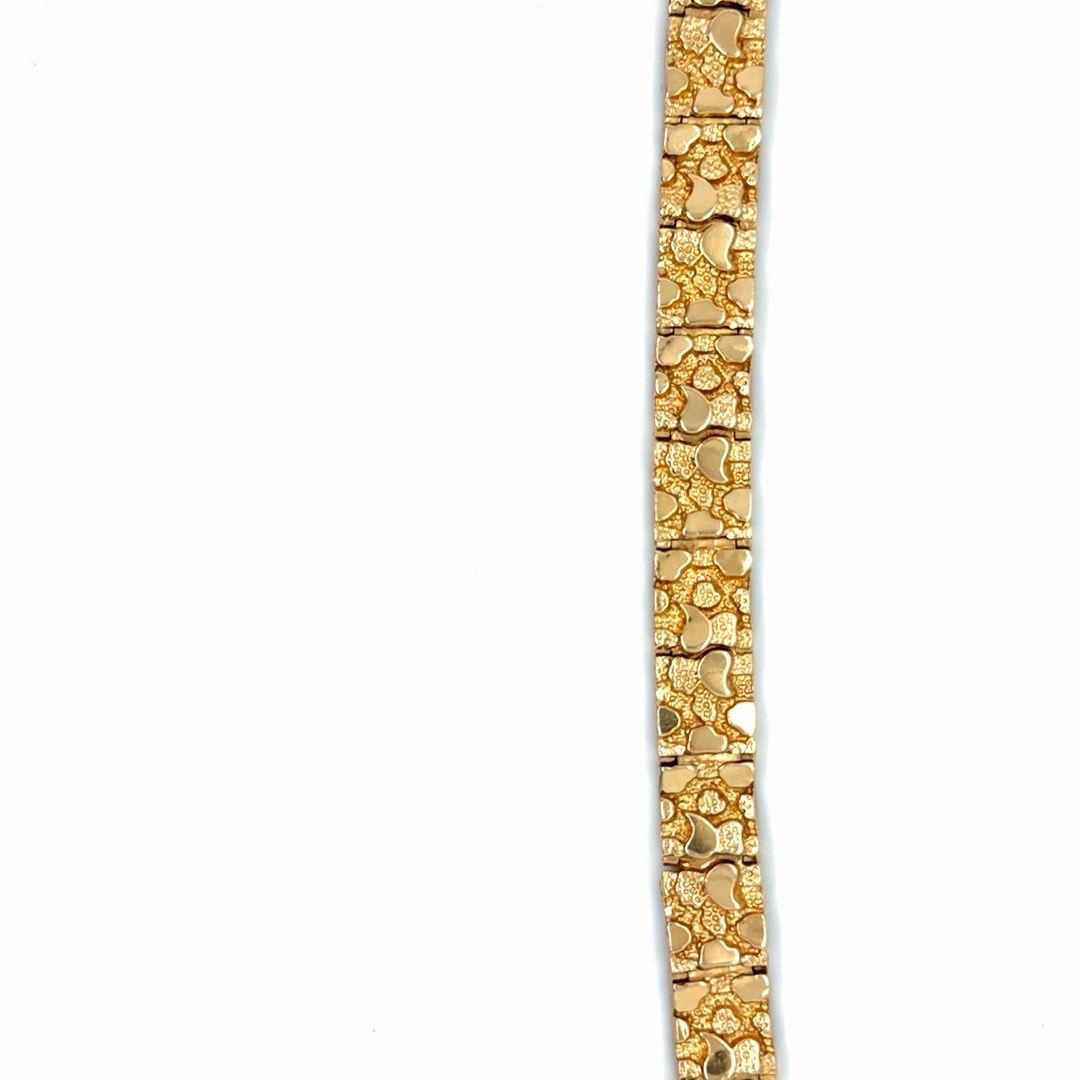 14K Solid Gold Nugget Bracelet 8” – 18.7g Heavy 🔥
