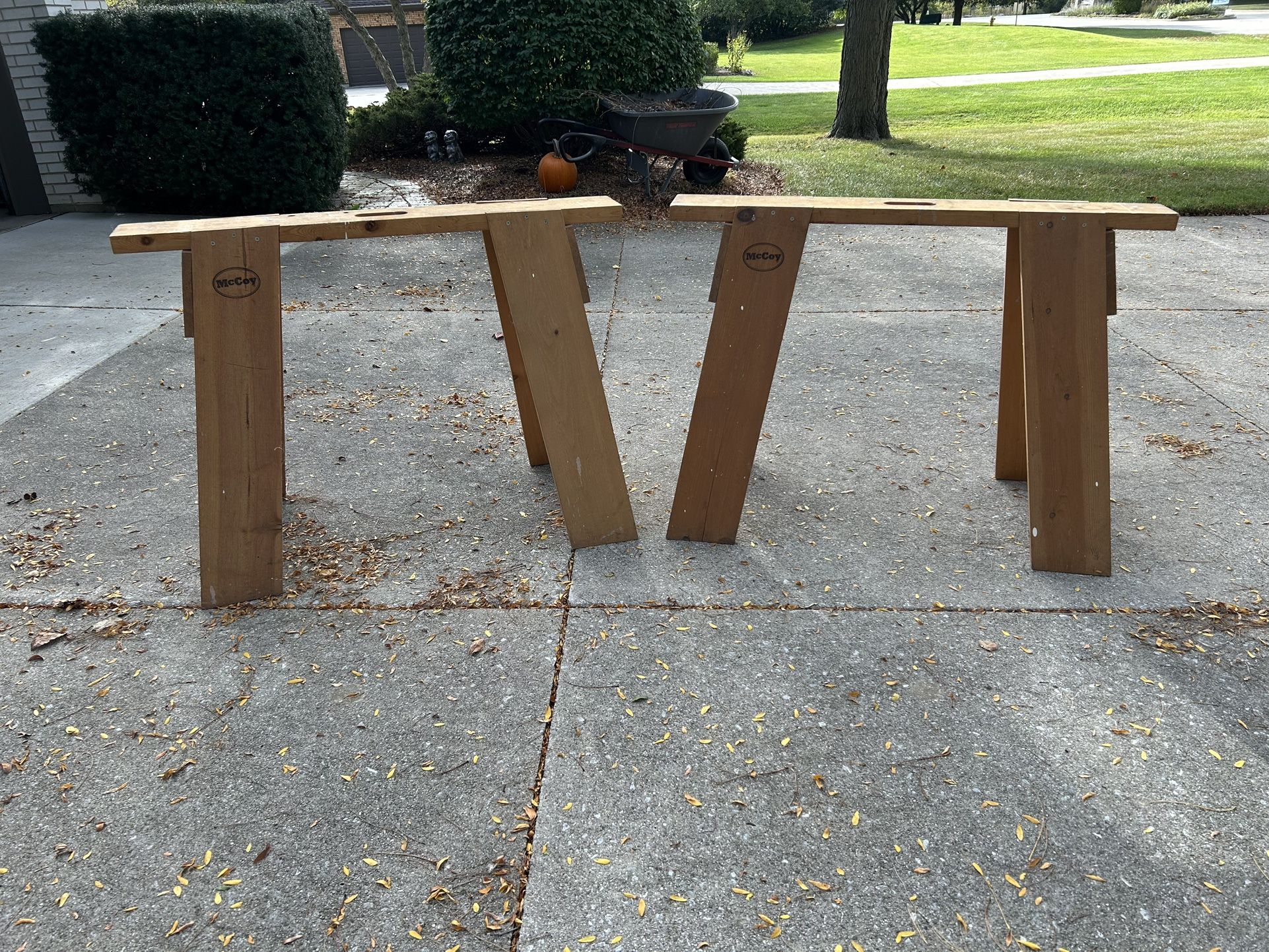 Pair Of McCoy Wood Sawhorses.