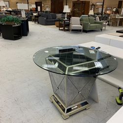 Mirrored Base Glass Top Table 5b