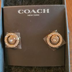 Coach Rose Gold Sparkling Earrings 