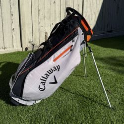 Callaway Fairway Stand Golf Bag | 4-Way Top | Lightweight | Black / Cream Plaid/ Orange
