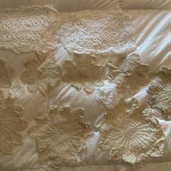 Crochet and Lace Dollies/Table Runners, Beige, 25 Pieces Total.