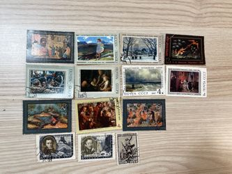 Lot of 14 Vintage USSR Postage Stamps Soviet Union Russia Used