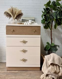 MCM Style Wood Small Tallboy dresser 4 Drawer