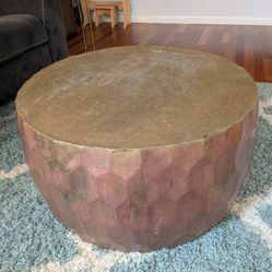 pottery barn vince coffee table mango wood brass