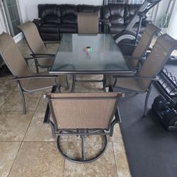 5ft Patio Table Set And 6 Chairs With Swivel