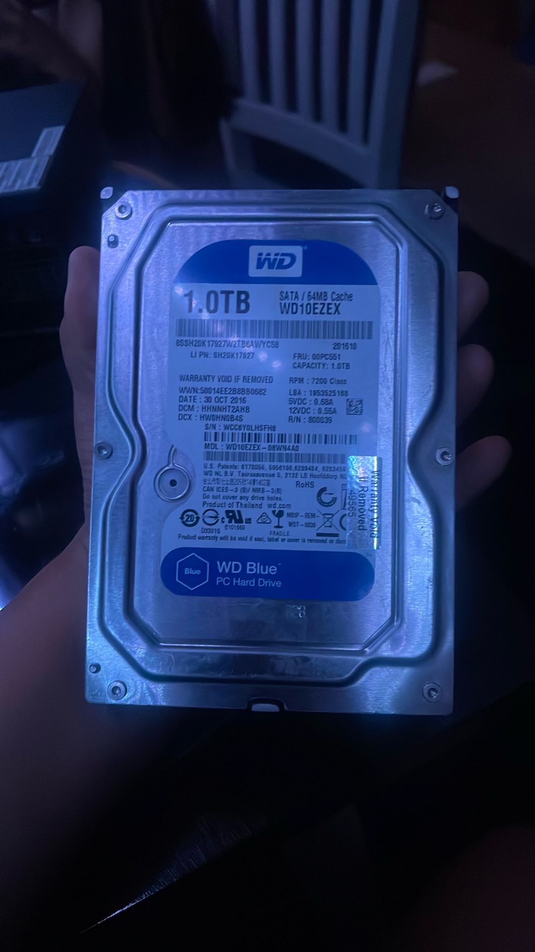 WD 1.0TB Sata/64MB PC Hard Drive