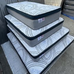 Queen Size Mattress Pillow Top 12” Thick. All Sizes Available. Same Day Delivery. Brand New Mattresses.