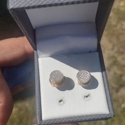 14k Gold Small Real Diamond Earrings 