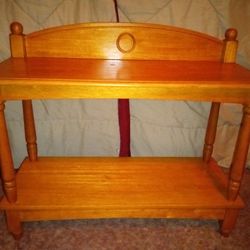 Vintage Oak Wood Wall Hanging Washstand Shelf