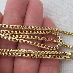 10k Solid Gold Franco Link Chain Necklace 24: x 3 mm 