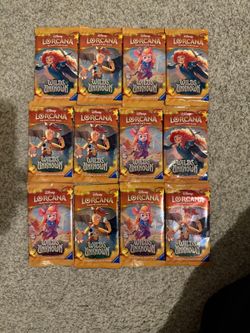 Disney Lorcana Wilds Unknown Lot of 12 Sleeved Booster Packs New Sealed