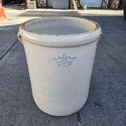 Vintage Crown Robinson Ransbottom 12 gallon Ceramic Crock with blue crown, 19.5" Tall, or 2 for $300