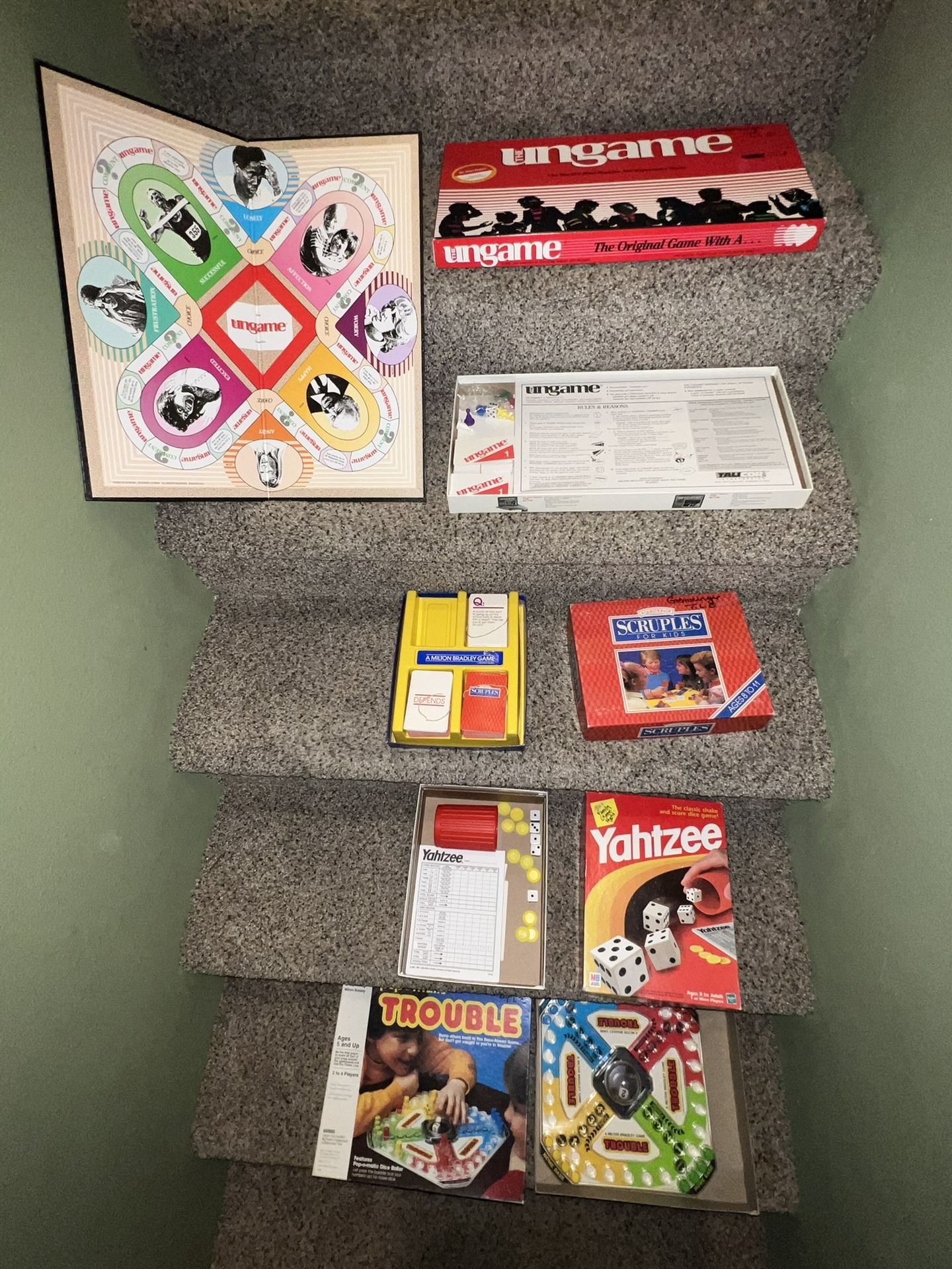 Used Board Games- Yahtzee, Trouble Scrupples, Ungame