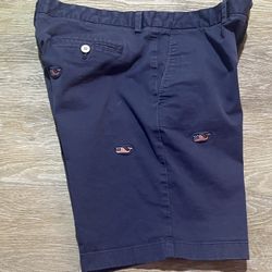 Vineyard Vines Men's Shorts 34 Navy Blue Shep & Ian Whale American Flag #1200