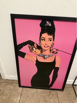 Large Framed Audrey Hepburn Pop Art Wall Decor