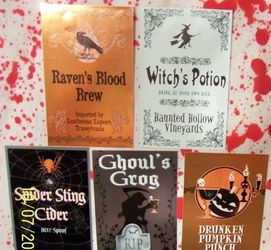 Halloween Bottle Labels Set of 5