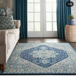 ✨️ R20#15 Nourison Tranquil Ivory/ Light Blue 5 ft. x 7 ft. Persian Vintage Area Rug 📍MA1