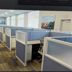 2 Sets Of Approx 10 Herman Miller Cubicles With Pedistal File Cabinets 