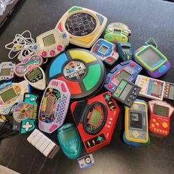 Box Of Vintage Handheld Games, Put Batteries In A Few And They Worked, But Most Are Not Tested