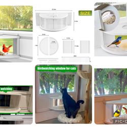 Window Bird Feeder Inside House - 180° Clear View Inside House Window Bird Feeder, Bird Feeder for Window, Easy to Clean Fill and Safe - Adjustable Si