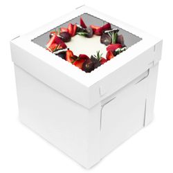 White Tall Cake Box with Window Lid