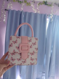 Mini Butterfly Print Structured Handbag