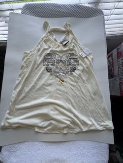 jerryleigh Double Strap Tank Ivory with Elephant Design Size: L (11-13)
