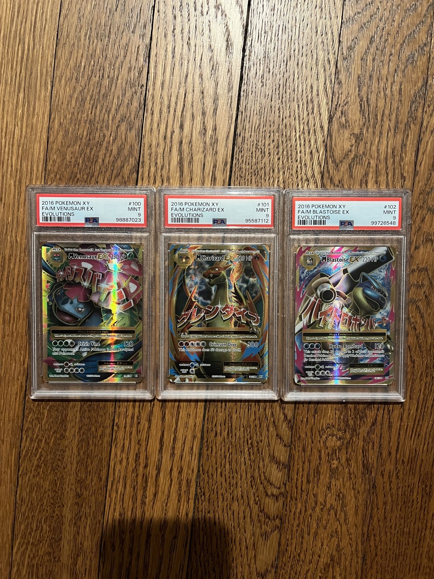 Mega Venusaur, Charizard, And Blastoise Psa9 Pokemon Xy Evolutions