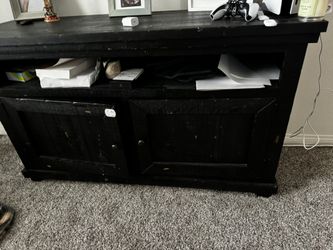 Living Spaces Black Entertainment Center — Solid Wood