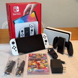 Like New Nintendo Switch OLED (white) + Mario Kart Deluxe