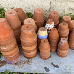 104 small Terra Cotta pots 4”-10”