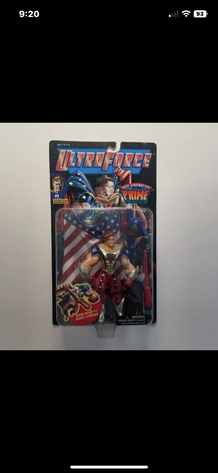 🔥👙GREAT GIFT!! GOD BLESS THE USA!!! #5 Vintage 1995 Ultra Force Prime Ultra Hero- All American