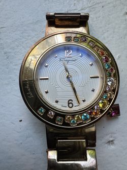 Salvatore Ferragamo Women’s FF(contact info removed)  Gancino Sparkling Plated Topaz Watch For Sale 