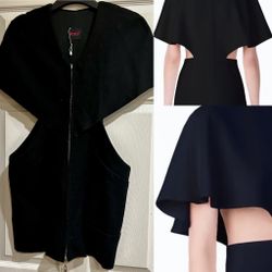 Loria Architectural Black Structured Chic Caped side cutouts, Vest/Waistcoat  M