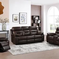ONLY $1349!!! Genuine Leather Reclining Sofa Loveseat And Chair Set
