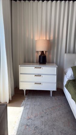 White 3-Drawer Dresser with Gold Handles