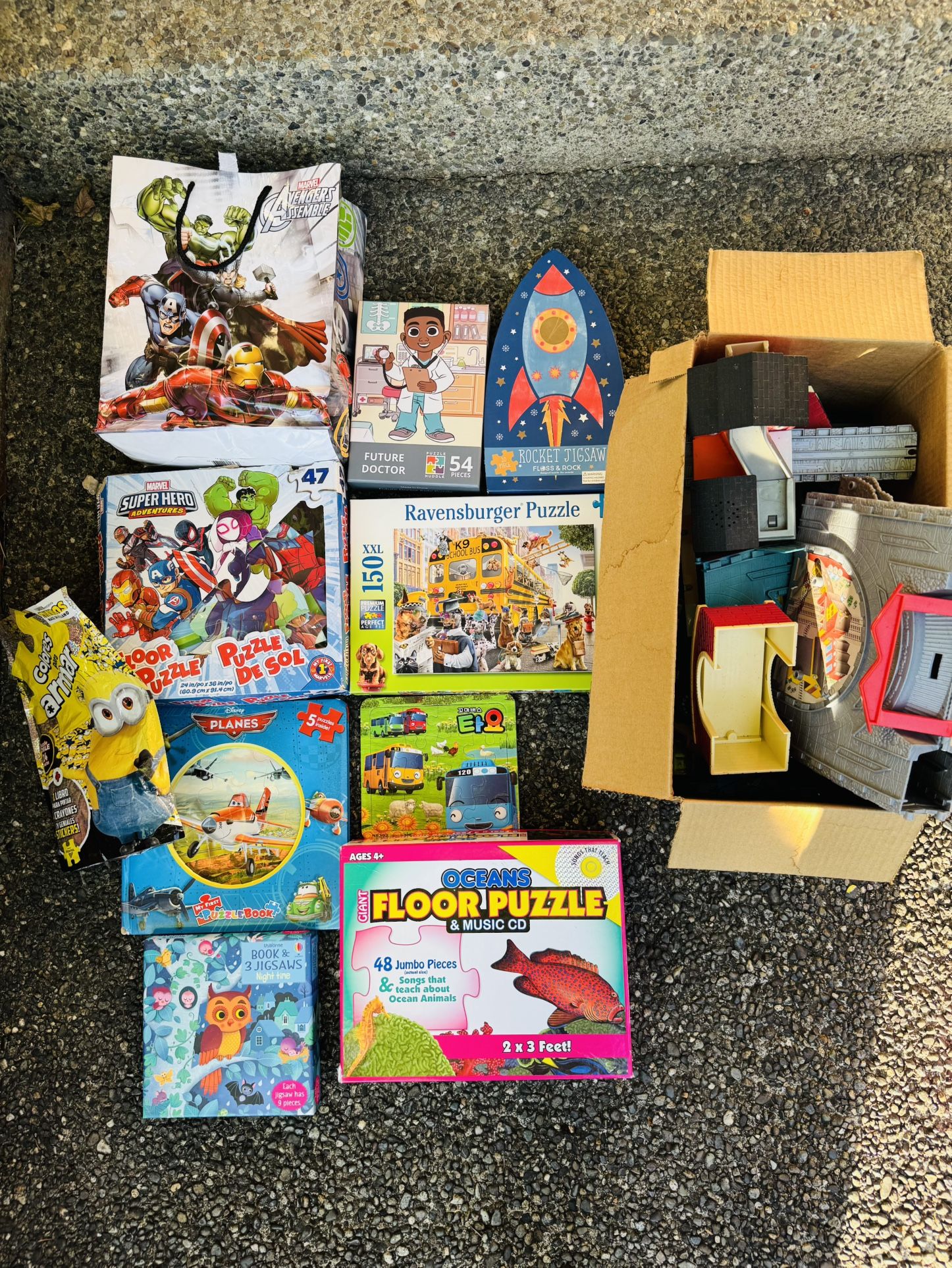 puzzles and train set