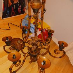 EX LARG TOMMY BAHAMA 6 LITES CHANDLIER BULBS INCLUDED 50$PAID 500