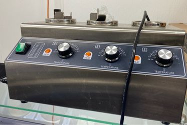 Commercial 3-Well Heated Topping Warmer – Stainless Steel