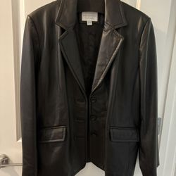 Black Leather Blazer Jacket 
