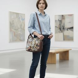 NWOT Women's Anuschka Genuine Leather Hand Painted African Leopard Shoulder Handbag