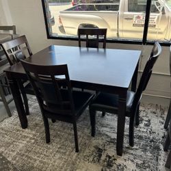 Wood 5 Piece Dining Table Set 