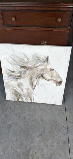 White Horse Watercolor Canvas Wall Art