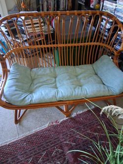 Rattan Loveseat Bench with Cushion pickup only cash