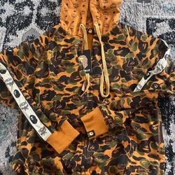 Mcm x bape Zip Up hoodie size large