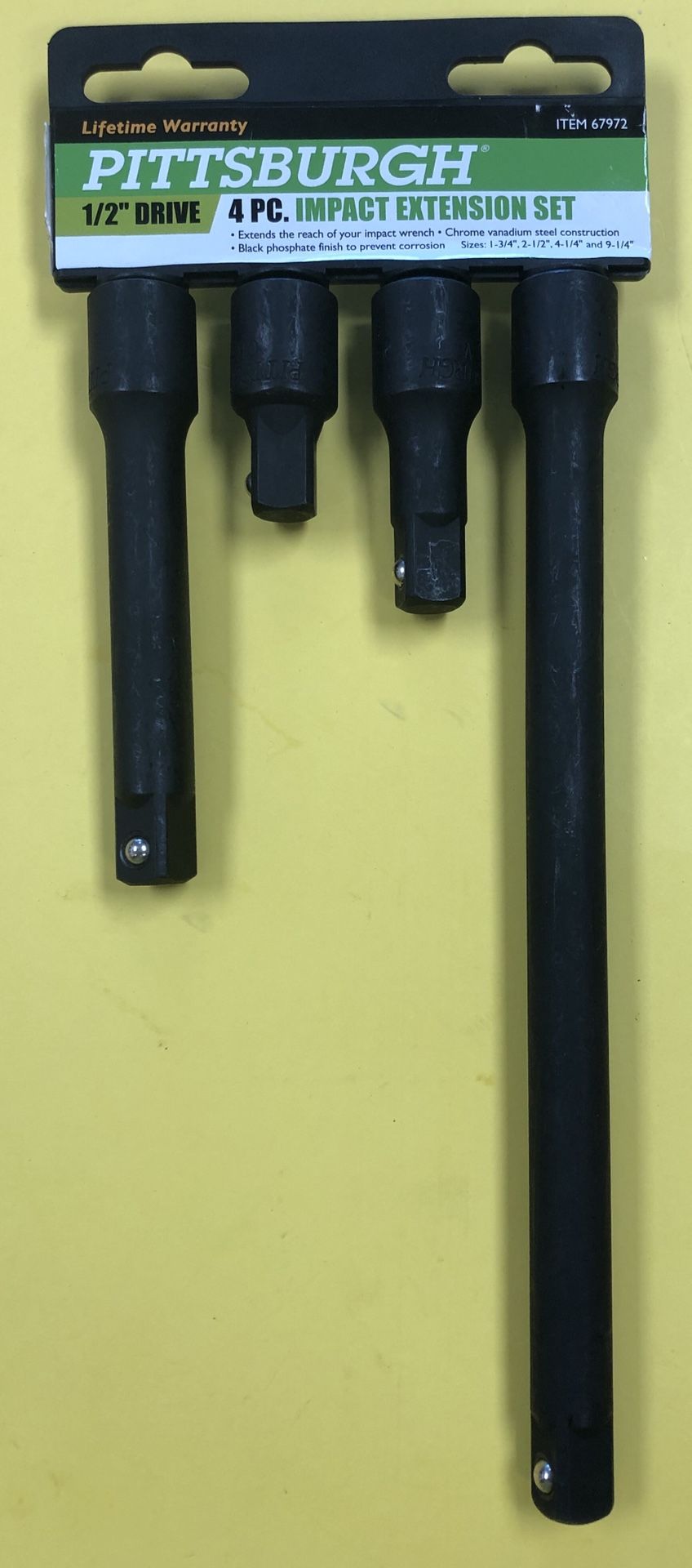 Pittsburgh 67972 - 4 PC 1/2 In Drive Impact Socket Extension Set - BRAND NEW NEVER BEEN USED