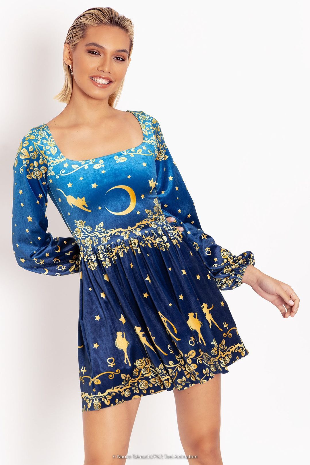 Blackmilk Sailor Moon Sailor Guardians Stars Velvet Squared Up Bishop Dress