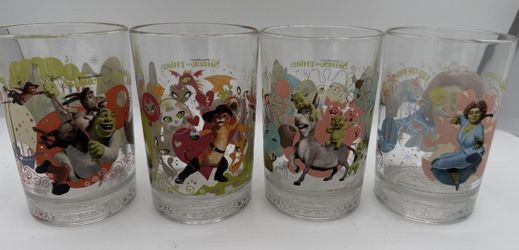 Shrek The Third McDonald Glasses Complete Set of 4 Glasses 2007
