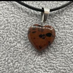 Mahogany Obsidian Heart Shaped Stone Necklace 